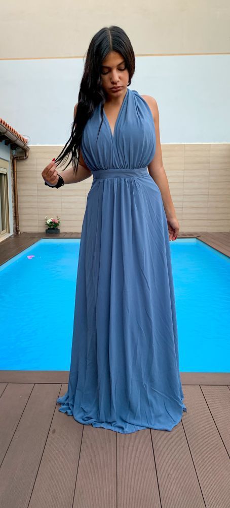 Μπλε μακρύ φόρεμα