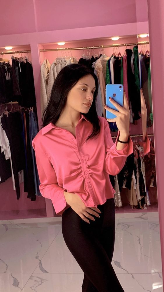 Ροζ σατέν πουκάμισο